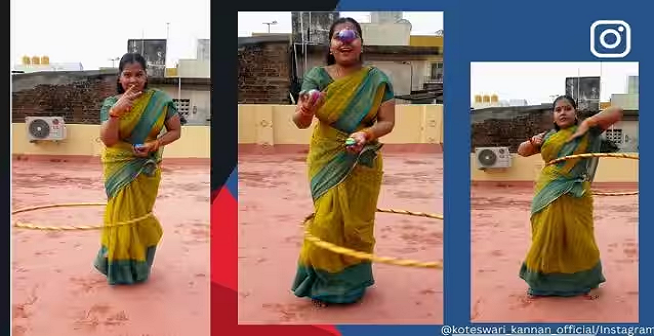 Woman stuns internet by dancing, juggling and hula hooping simultaneously